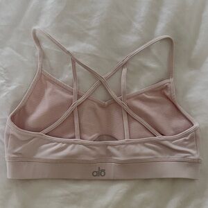 ALO sports bra strappy back ballet pink size small mesh